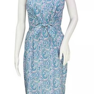 ANTONIO MELANI Teal, Pink and  White Paisley Midi Dress